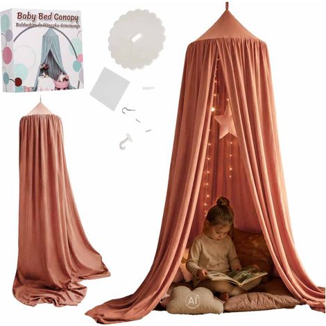 Canopy Tent for Crib, Dark Pink Hanging Curtain (1/5)