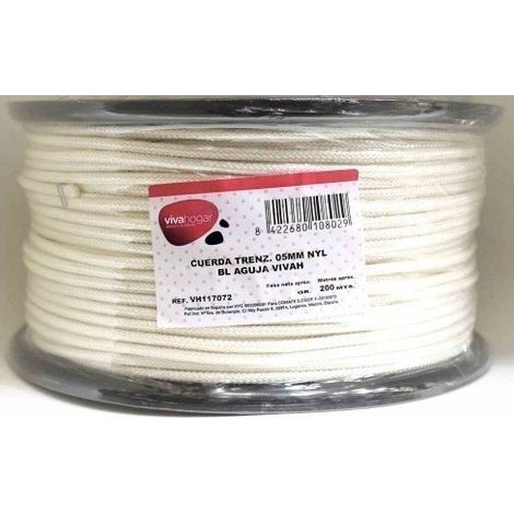 Cuerda Trenzada 05Mm Nylon Blanco Aguja Vivah 200 Mt