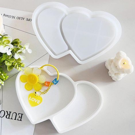Silikonform Herz für Kerzen & Seifen, DIY Gießform Frühling, 2er Set