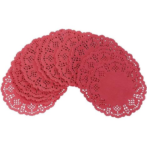 coloré Dentelle Papier Tapis sous-Verres napperons événements de Mariage Table de fête Cadeau Papier napperon Rouge (1/5)