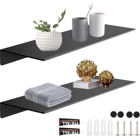 Étagère Murale - Noir - 30 cm - Aluminium - Contemporain - 2 Pièces