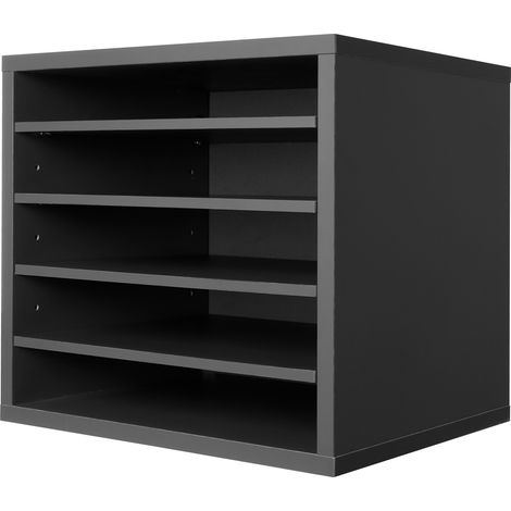 Mophorn Literatur-Organizer, 5 Fächer, Büro-Mailbox mit verstellbaren Regalen, MDF-Aufbewahrung für Akten, Dokumente, Papiere, Grau