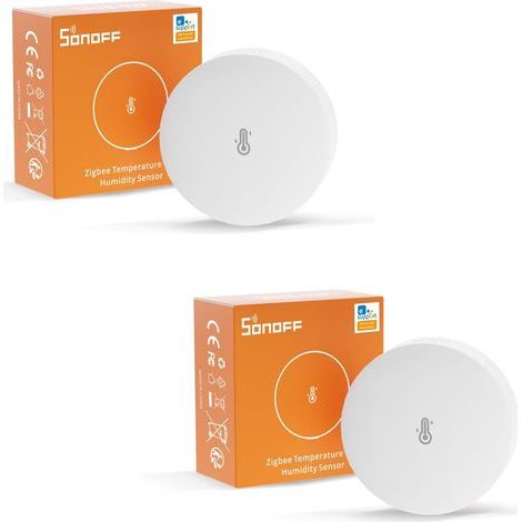 2er-Pack Zigbee 3.0 Temperatur- und Feuchtigkeitssensoren, ±0,2°C Genauigkeit, Komfortwarnungen, für Smart Homes (1/5)
