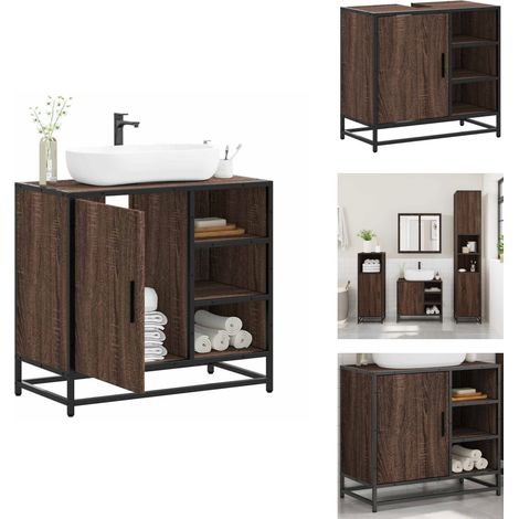 Armoire de lavabo de salle de bain chêne marron 65x33x60 cm - Armoire Lavabo De Salle De Bain - Armoires Lavabo De Salle De Bain - Meuble De Lavabo De Salle De Bain - Armoire De Lavabo De Salle De Bai (1/5)