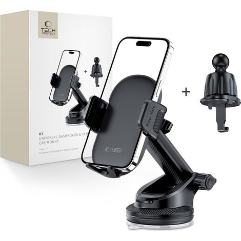 Supporto per smartphone da auto V7 per bocchetta di ventilazione dell'abitacolo - Nero (1/5)