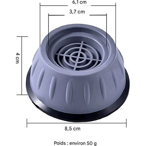 Patin Machine à Laver, 4 Pièces Pied Machine a Laver avec Patin en Caoutchouc, Pied Anti Vibration Machine a Laver pour Machines à Laver et Sèche-Linge, Patins Anti Vibration Lave Linge (1/4)