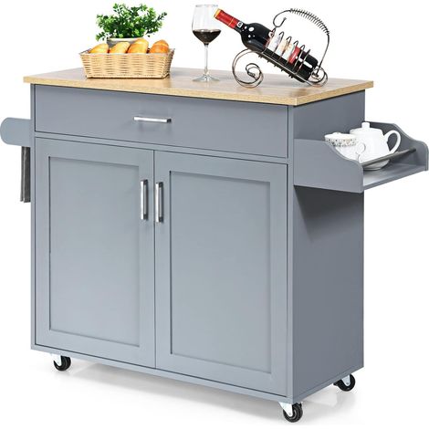 COSTWAY Desserte de Cusine, Bîlot de Cuisine à Roulettes Etagère Réglable sur 3 Niveaux Gris (1/5)