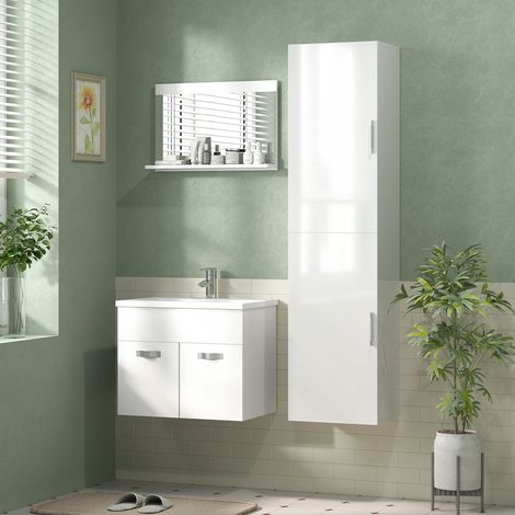 Colonne Murale Salle Bain Étagères Réglables Portes Mobilier Moderne Intérieur Blanc 40x30x160cm
