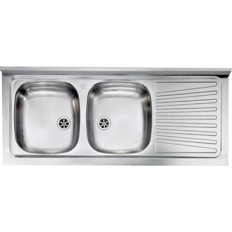 Lavello lavandino due vasche appoggio con 2 gocciolatoi per cucina - Gocciolatoio lato sinistro (1/2)