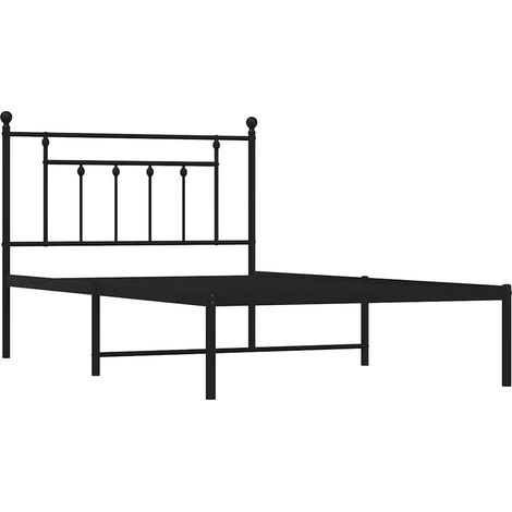 vidaXL Cadre de lit métal sans matelas avec tête de lit noir 100x200cm (1/5)