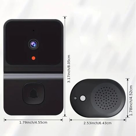 Sonnette connectée WiFi avec batterie intégrée – Caméra de sécurité sans fil avec audio bidirectionnel, compatible WiFi 2,4 GHz pour la sécurité de votre domicile Design noir élégant (1/5)