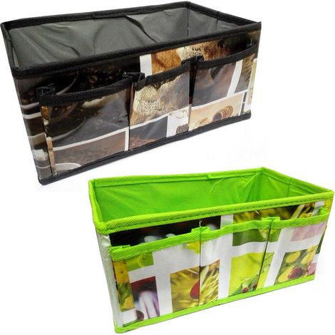 TrAdE Shop Traesio - 2 Box Contenitori Richiudibili Portatutto Porta Oggetti Monili In Tnt 4308 - (1/2)