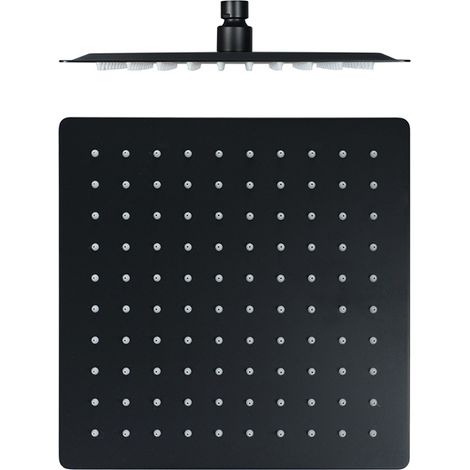 Pommeau de douche carré en acier inoxydable, pommeau de douche résistant au calcaire 24 cm - Finition mate, carré (1/2)
