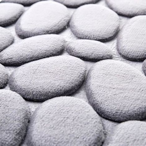Tapis De Bain - Microfibre - Antidérapant - Mousse À Mémoire De Forme - 40x60 Cm - Gris Et Violet - 2 Pièces (1/4)