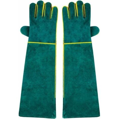 1 Paire de Gants de Soudure, 58 cm Longueur de l'épaule Split Vachette, doublé en Mousse, Rouge Long pour MIG, TIG Soudeurs, B (1/3)
