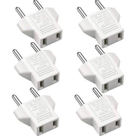 Ahlsen Adaptador de EE. UU. a UE, [paquete de 6] 2 pines CN China EE. UU. Adaptador de EE. UU. a 2 pines UE de Francia, Alemania, España, Egipto, etc. - Blanco (1/5)