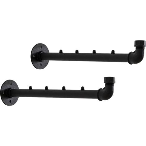 Tringle murale en métal, porte-manteau de style industriel, polyvalent pour chambre, salle de bain ou cuisine, lot de deux (40 cm) (1/5)