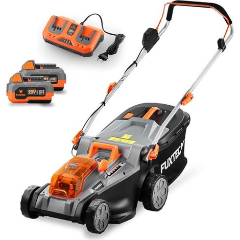 Tondeuse gazon batterie 40V (2X20V) - FUXTEC FX-E2RM43 - largeur 43cm 2 batteries Li-Ion 4Ah, double chargeur 2,4A, bac 40L