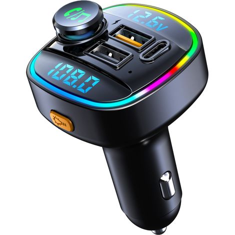 C22 Dual Display Voltage Detection Car MP3 Bluetooth Player USB Fast Charger Car FM Transmitter (1/3)