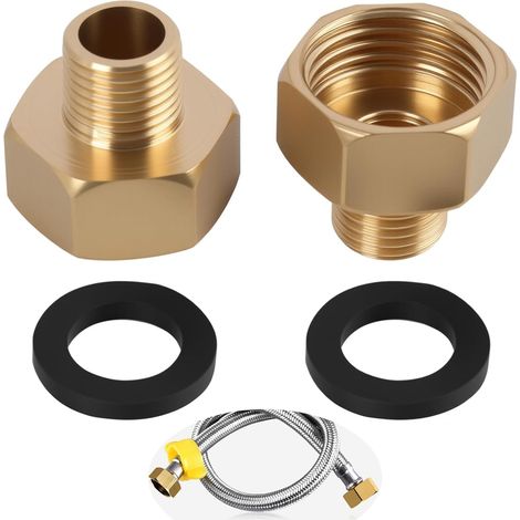2pièces Adaptateur de Gaz G 1/2" (RH) Femelle à Droite x G 1/4" (RH) Mâle à Gauche,Gasflaschen Adapter,Utilisation en Camping et Extérieur, Les deux filetages sont serrés à droite dans le sens horaire (1/5)