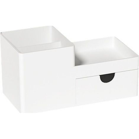 Porte-stylo rétractable blanc, organiseur de bureau en plastique