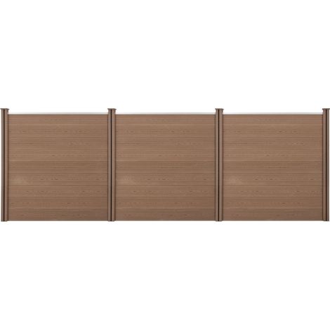 Valla protectora de privacidad de madera compuesta (WPC) marrón 183 x 531 cm 030001446 (1/4)