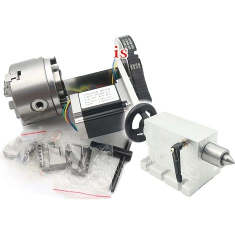 4-Achs-CNC-Drehfutter, 100 mm Durchmesser, 65 mm Spitzenhöhe, 3-Backen-Ausführung, Untersetzungsverhältnis 6:1, CE-zertifiziert (1/2)