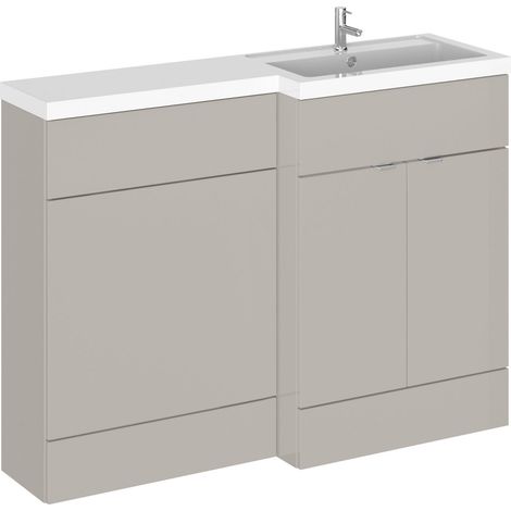Alrewas Contemporary 2 Door Right-Hand Floor Standing Combination Unit with Basin, Pebble Grey, 1200mm