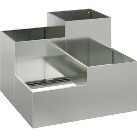 Macetero de jardín rectangular moderno 80 x 80 x 60 cm diseño minimalista exterior de acero galvanizado plateado 020052072 (1/5)