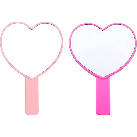 Miroir De Poche En Forme De Coeur - Miroir Cosmétique À Poignée - Pour Maquillage Et Soins Personnels - 1 Pièce (1/5)