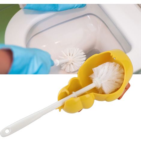 Brosse WC Petit Canard Jaune Set de Nettoyage pour Sanitaire Brosse Scrubber Intégrale avec Base ABS Résine Environnement Sans Danger Maison Appartement RV Cadeau Décoratif (1/5)