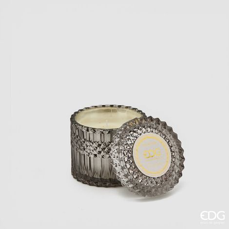 EDG Enzo De Gasperi Candela Crystal con Vaso + Scatola Regalo H 8,5 cm D 9 cm 160gr Grigio (1/2)