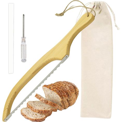 coupe-pain, coupe-pain, coupe-pain sierra de masa dentada, coupe-pain avec madera mango pour bagels et baguettes maison (A) (1/5)