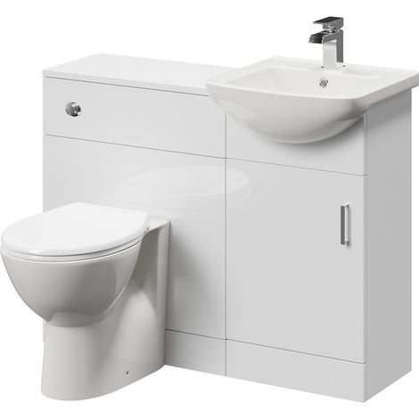 Modena Cento Gloss White 1050mm 1 Door Vanity Unit Toilet Suite (1/5)