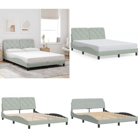 Bettgestell ohne Matratze Hellgrau 120x200 cm Samt - Bettsofa - Samtbett - Doppelbett - Boxspringbetten - Lattenrost - Home & Living