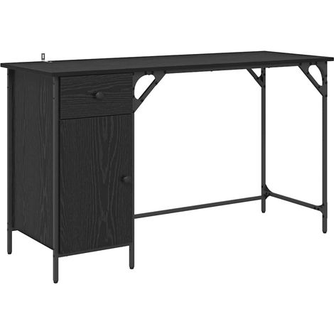 Bureau D'ordinateur - Bureau Informatique avec tiroir Chêne noir 131 x 48 x 75 cm fr16240 (1/5)