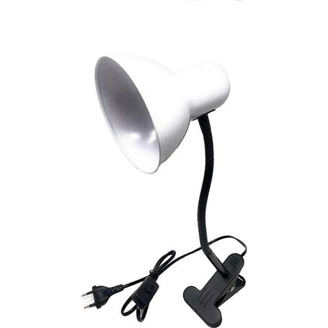 Lampada snodabile da scrivania con pinza braccio flessibile luce da tavolo orientabile con attacco per lampadine E27 Bianco (1/2)