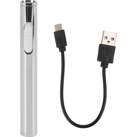Briquet argenté rechargeable coupe-vent miniature en forme de cigarette électrique pour camping quotidien (1/5)
