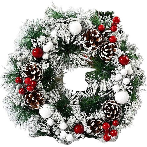 Couronne de Noël pour porte, décoration de Noël avec clochette, couronne de Noël artificielle faite main, suspension décorative extérieure D (1/4)
