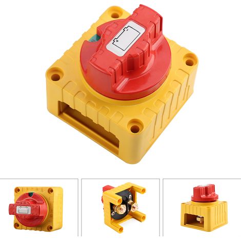 CCYKXA 1PC DC 12-24V Battery Disconnect Switch, 300A Battery Isolation Switch, Battery Cut-Off Switch for Boat, RV, Truck - Red and Yellow