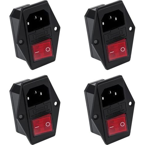 Enchufe empotrado de 4 vías con interruptor basculante de 10 A y 250 V para impresora 3D con fusible de seguridad - KZQ