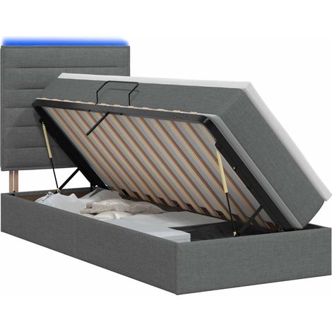 Maison Exclusive - Letto con contenitore LED e materasso Grigio Scuro 100 x 200 cm (1/5)