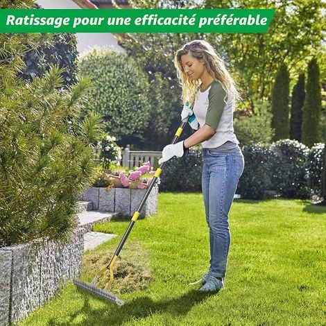 Garden Thatch Rake with 19 Steel Teeth 70 Inch 15 Inch Wide Hand Scarifier Tool for Scarifying Lawn Moss Grass Leveling Ground (1/5)