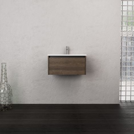 Inda - Mobile bagno L.60 con lavabo opaco / Rovere castano 1