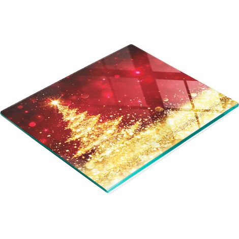 Planche de service de cuisine en verre trempé avec motif sapin de Noël 60x52 cm (1/5)