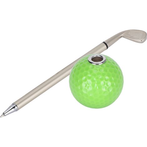 Porte-stylo design golf multifonction avec balle décorative pour bureau (Vert)