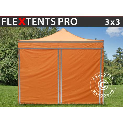 Pop up gazebo FleXtents PRO Work tent 3x3 m Orange Reflective, incl. 4 sidewalls