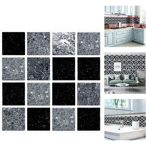 Autocollants en tuile pour salle de bain et cuisine – Lot de 30 stickers carrelage 10x10cm – Imperméables et résistants à la chaleur jusqu'à 120°C (1/5)