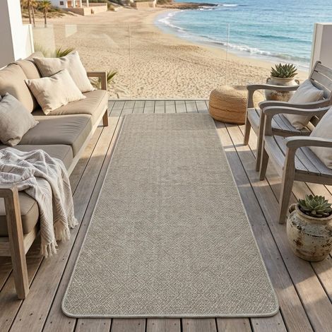 Tapis Rubis pour extérieur et intérieur - terrasse, Jardin, entrées, couloirs, Balcon, Salle à Manger, Cuisine - Disponible en Or et Beige, 100 x 100 cm. (1/5)