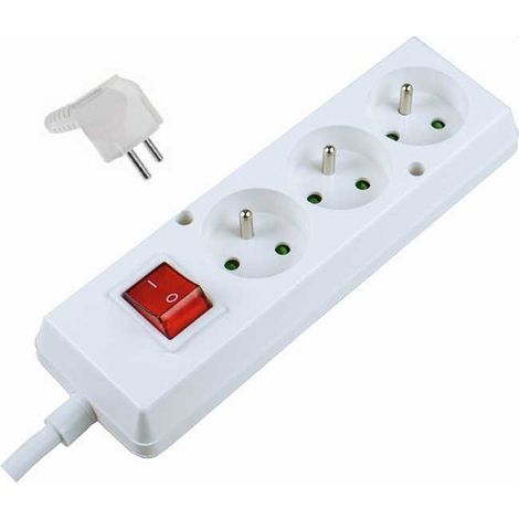 BLOC MULTIPRISES 3 PRISES 2P+T AVEC INTERRUPTEUR CABLE 3M H05VV-F 3G1,5 IP20